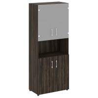 Шкаф высокий широкий (2 низких фасада ЛДСП + 2 низких фасада стекло) Yalta LT.ST-1.4 дуб мали